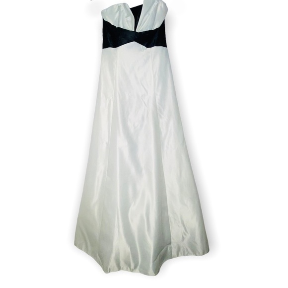 Gunne Sax 90s Jessica McClintock Ivory & Black Strapless Gown Size 7 - Picture 2 of 11